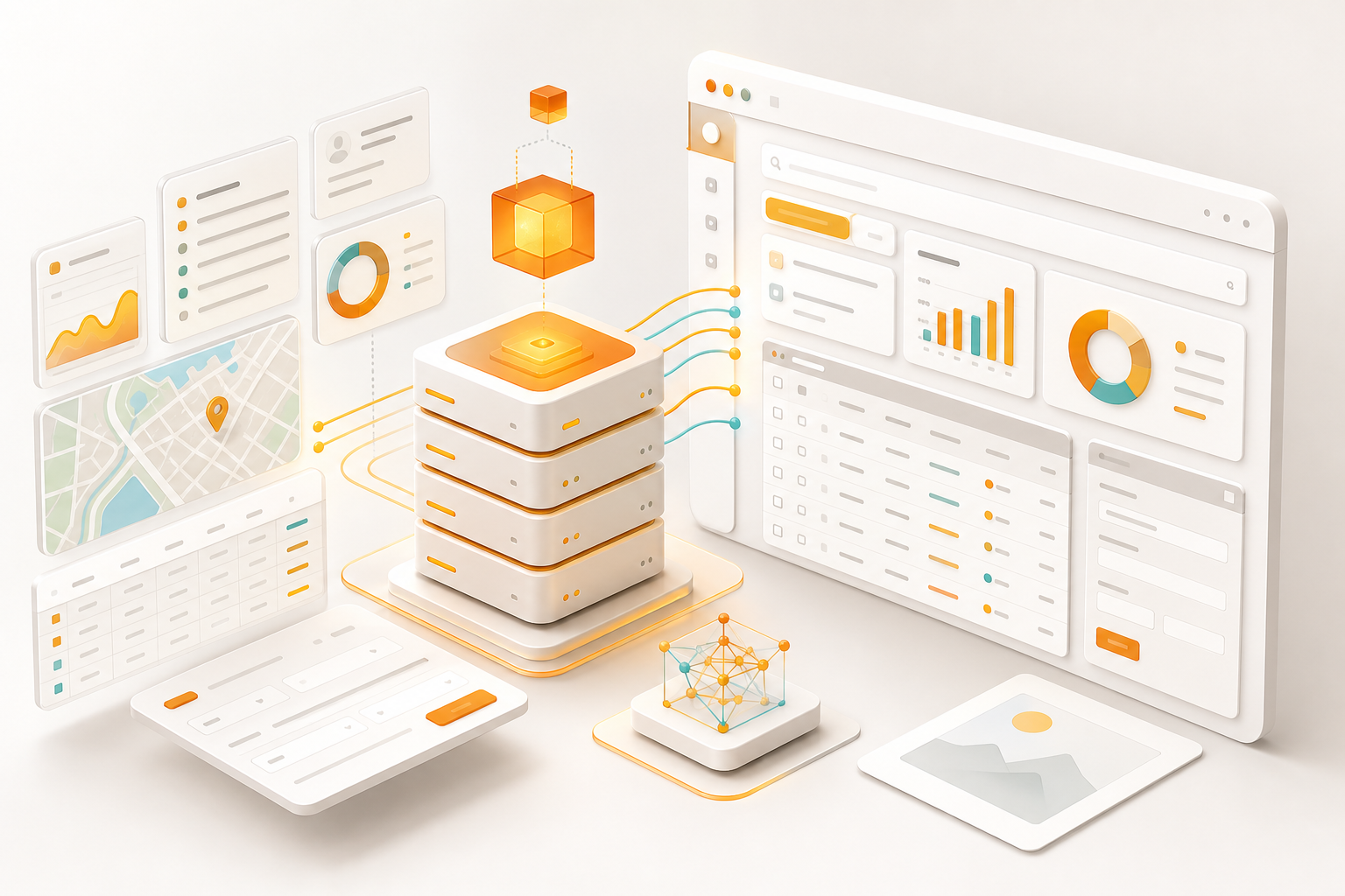 Modular web application interface with server-side component architecture